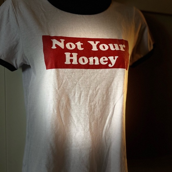 Vintage White Tee with Red Graphic and Black Trim small not your honey - Picture 2 of 2